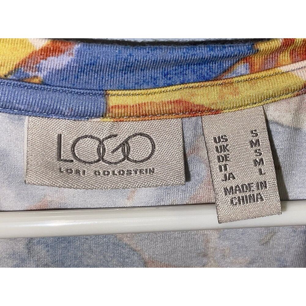 Logo Lori Goldstein Women’s V-neck Short Sleeve Blouse Top Tunic‎ Size Small - Picture 2 of 4
